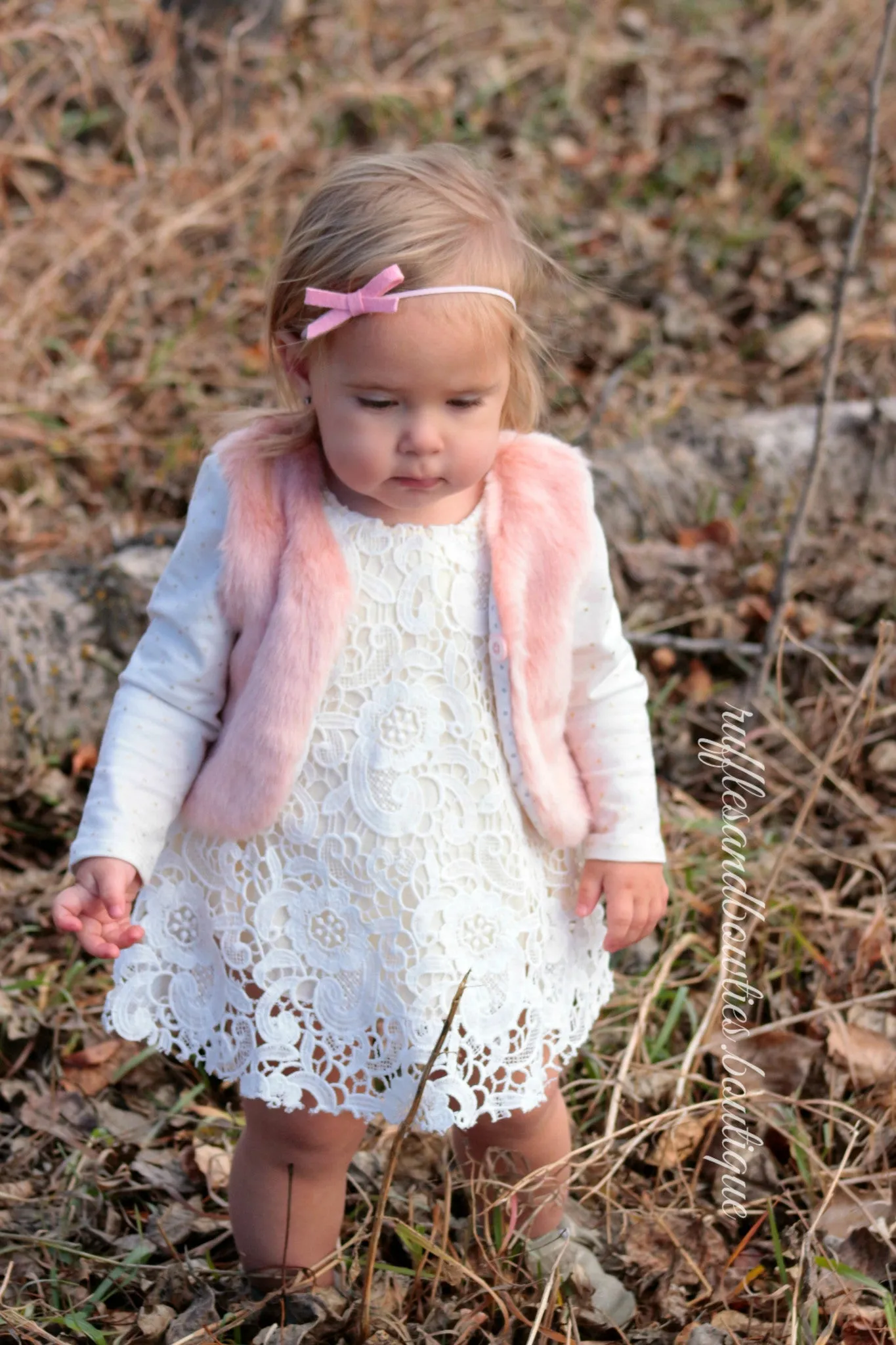 $12.50 - 3-6M X 3 - Baby Girl Boho Dusty Rose Pink Faux Fur Vests