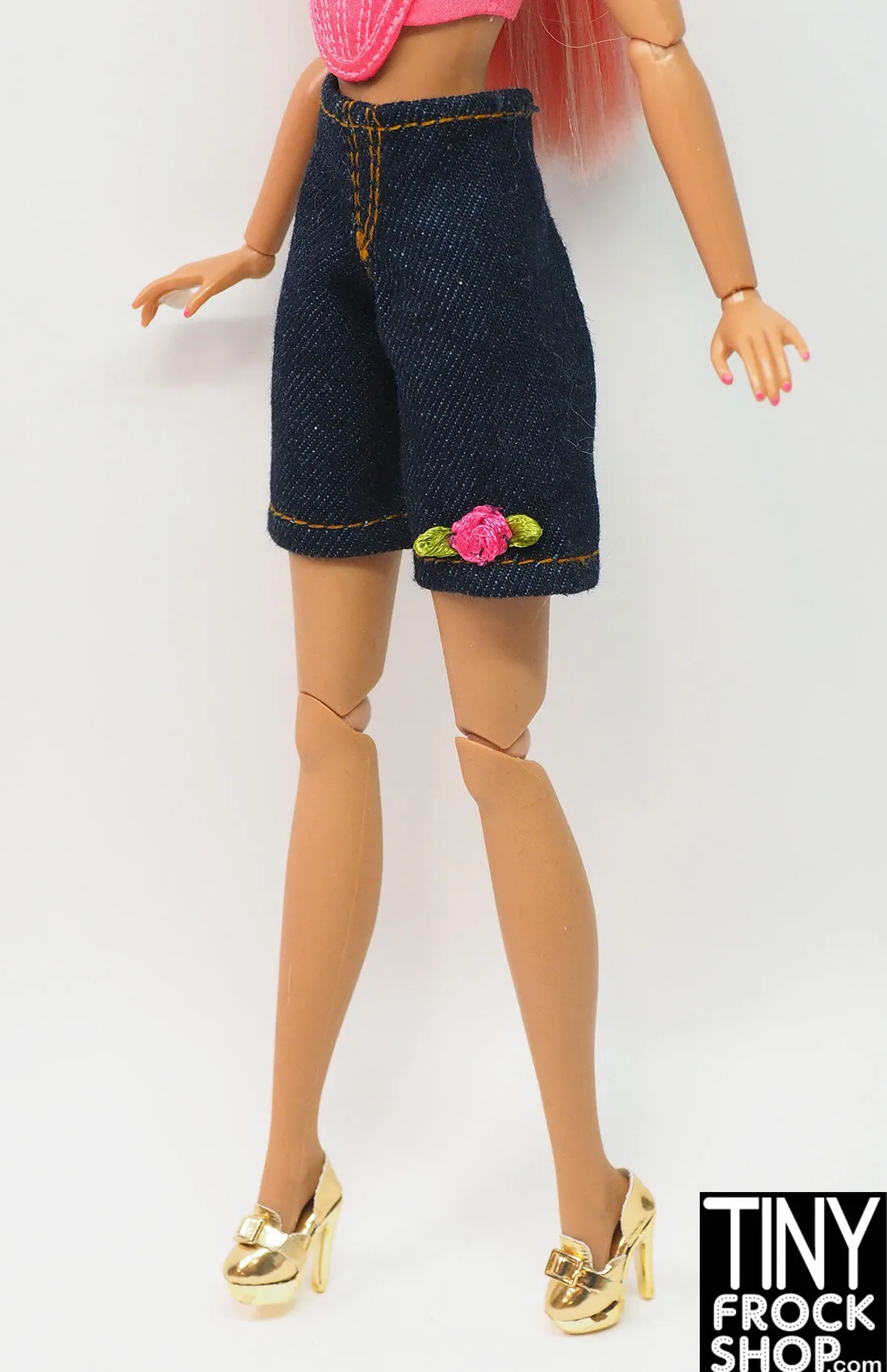 12" Fashion Doll Dark Denim Jean Long Short