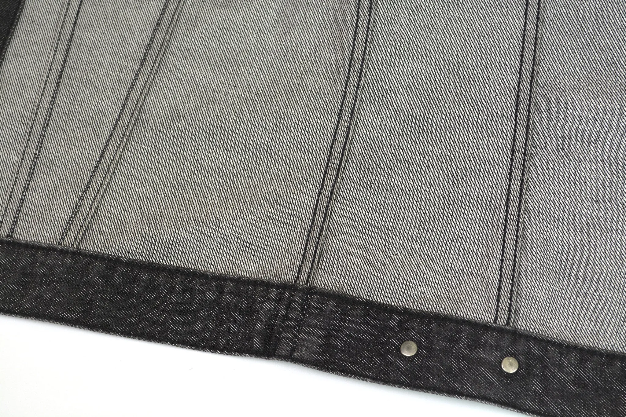 2001 Grey Raw Denim Classic 2-Pocket Jacket with Turn Up Sleeves