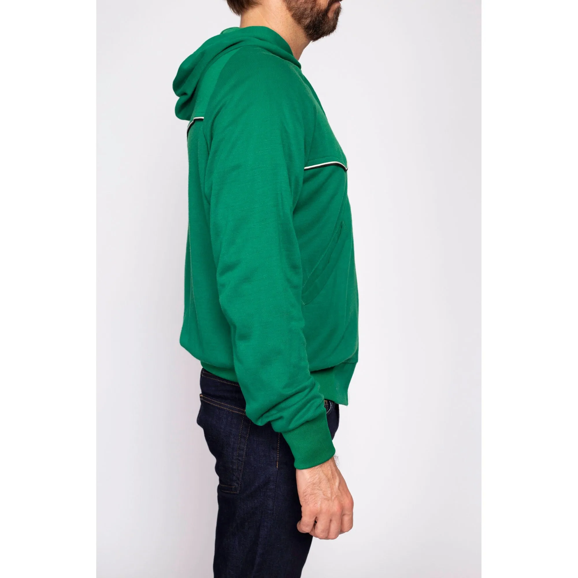 70s 80s Kelly Green Hoodie - Men's Medium