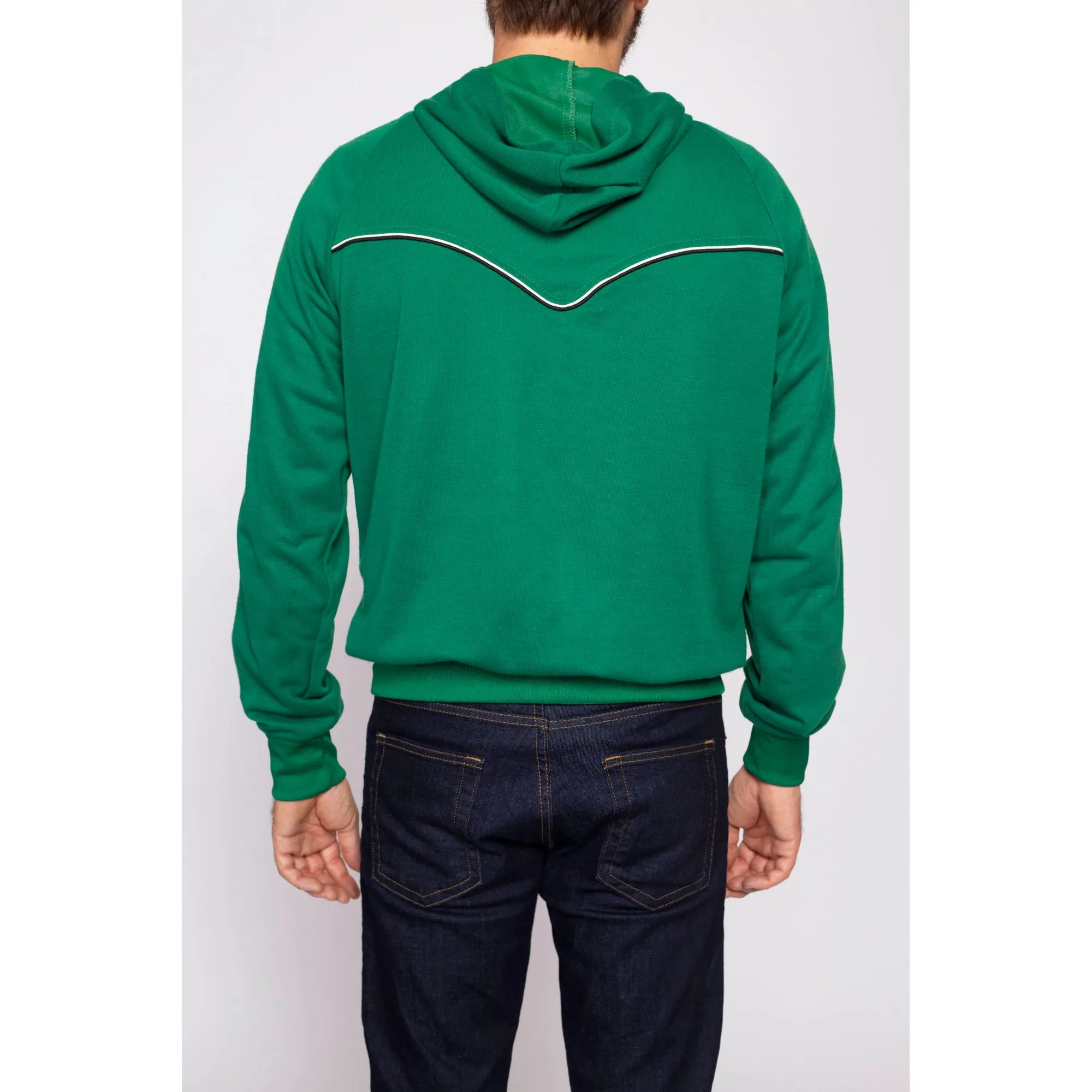 70s 80s Kelly Green Hoodie - Men's Medium