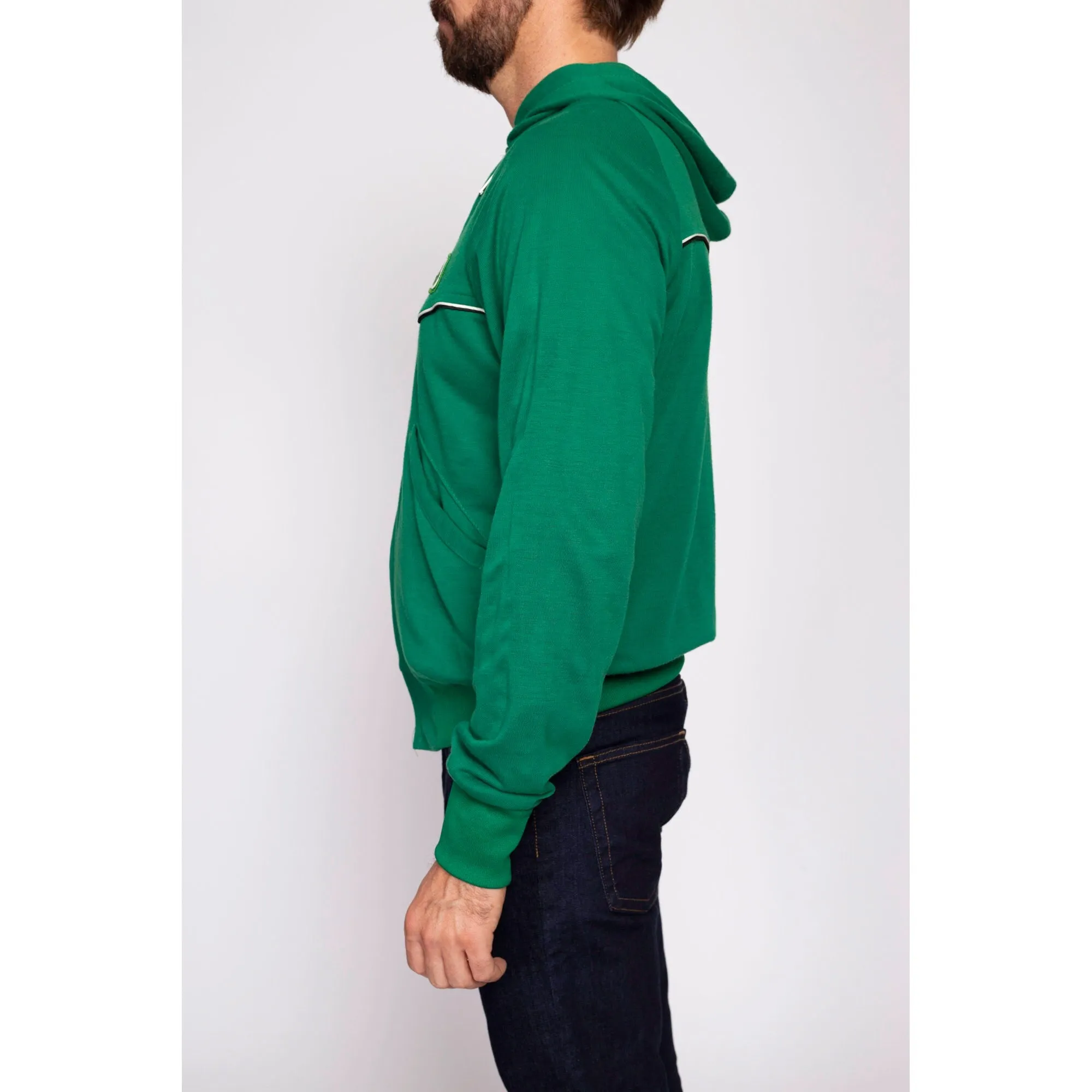 70s 80s Kelly Green Hoodie - Men's Medium