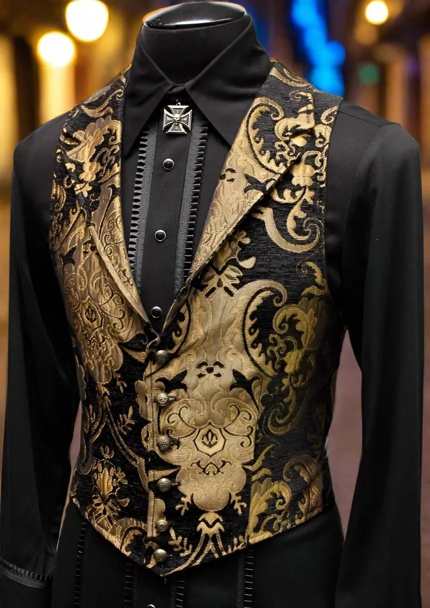 ARISTOCRAT VEST - GOLD/BLACK TAPESTRY