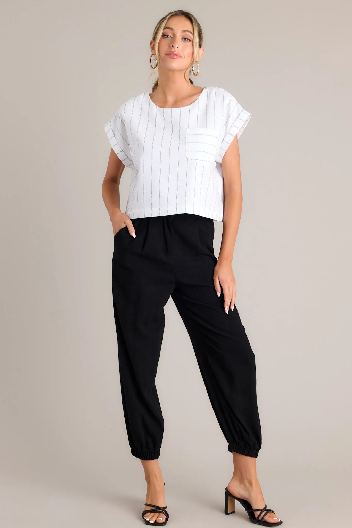 Behind The Grin Black Cotton Linen Blend Pants