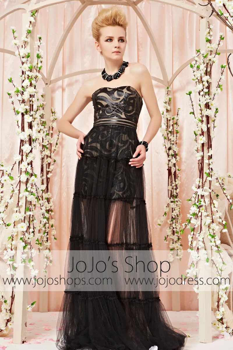 Black Convertible Leather Cocktail Prom Evening Dress CX830305