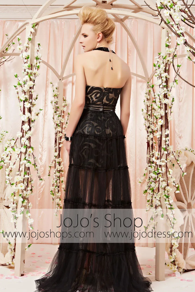 Black Convertible Leather Cocktail Prom Evening Dress CX830305