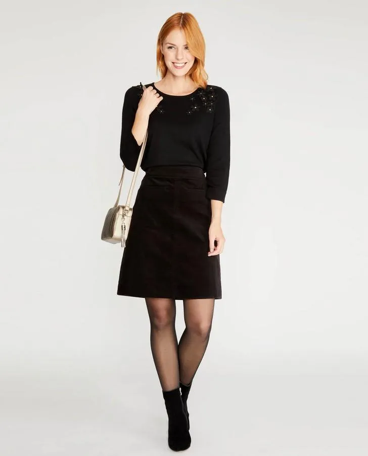 Black Velvet A-Line Skirt