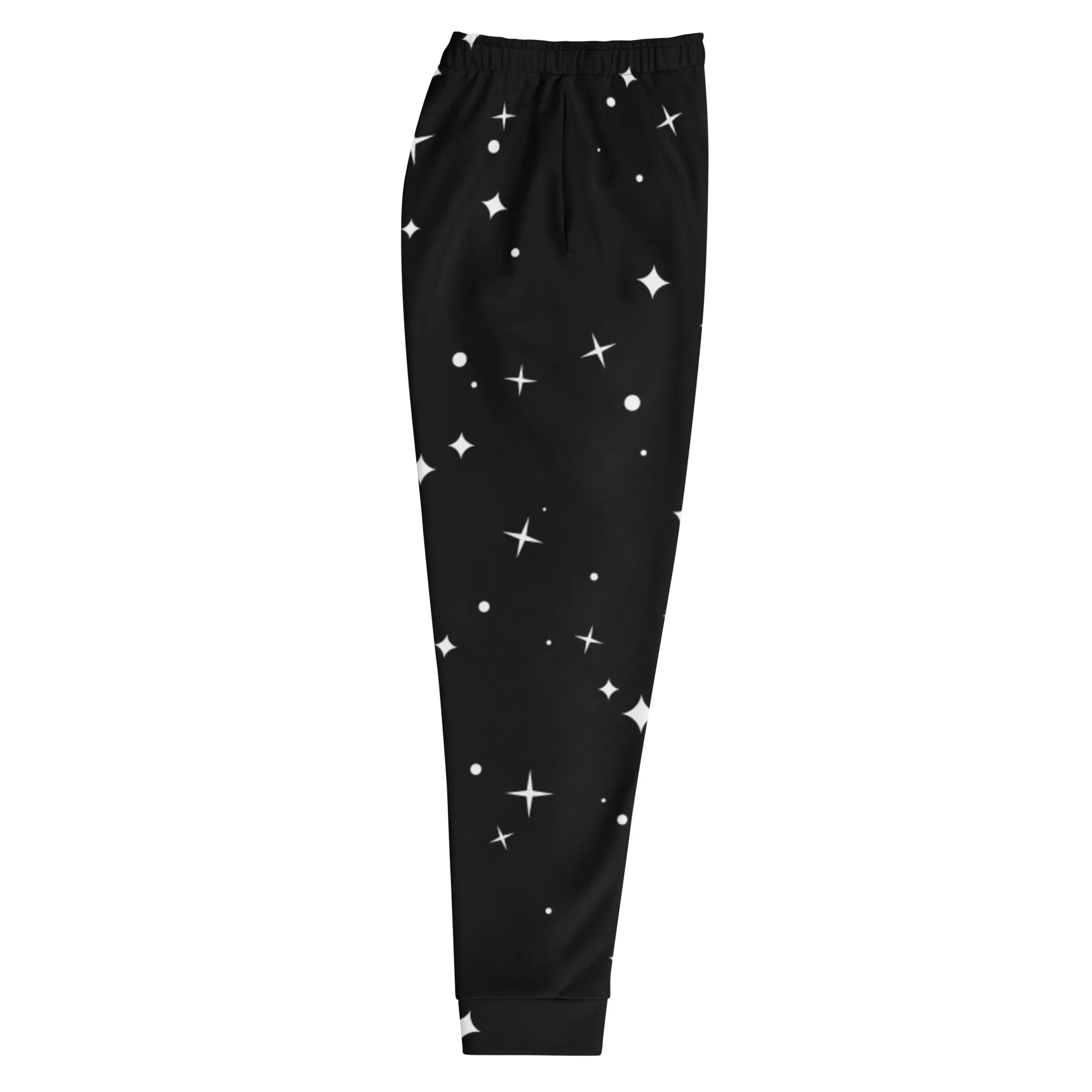 Black White Sparkles Men's Joggers, Sparkling Stars Print Abstract Casual Designer Men's Jogging Pants - Made in USA/EU/MX