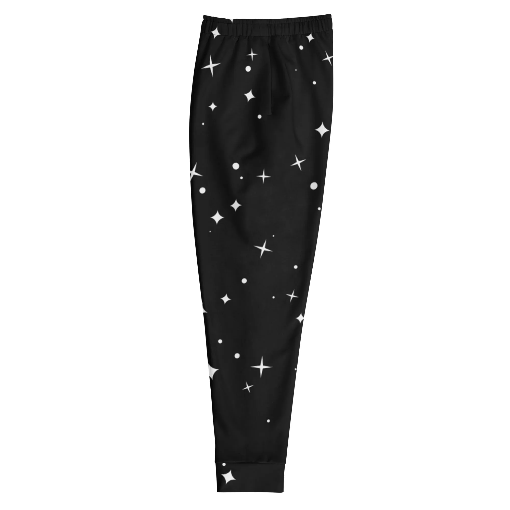 Black White Sparkles Men's Joggers, Sparkling Stars Print Abstract Casual Designer Men's Jogging Pants - Made in USA/EU/MX