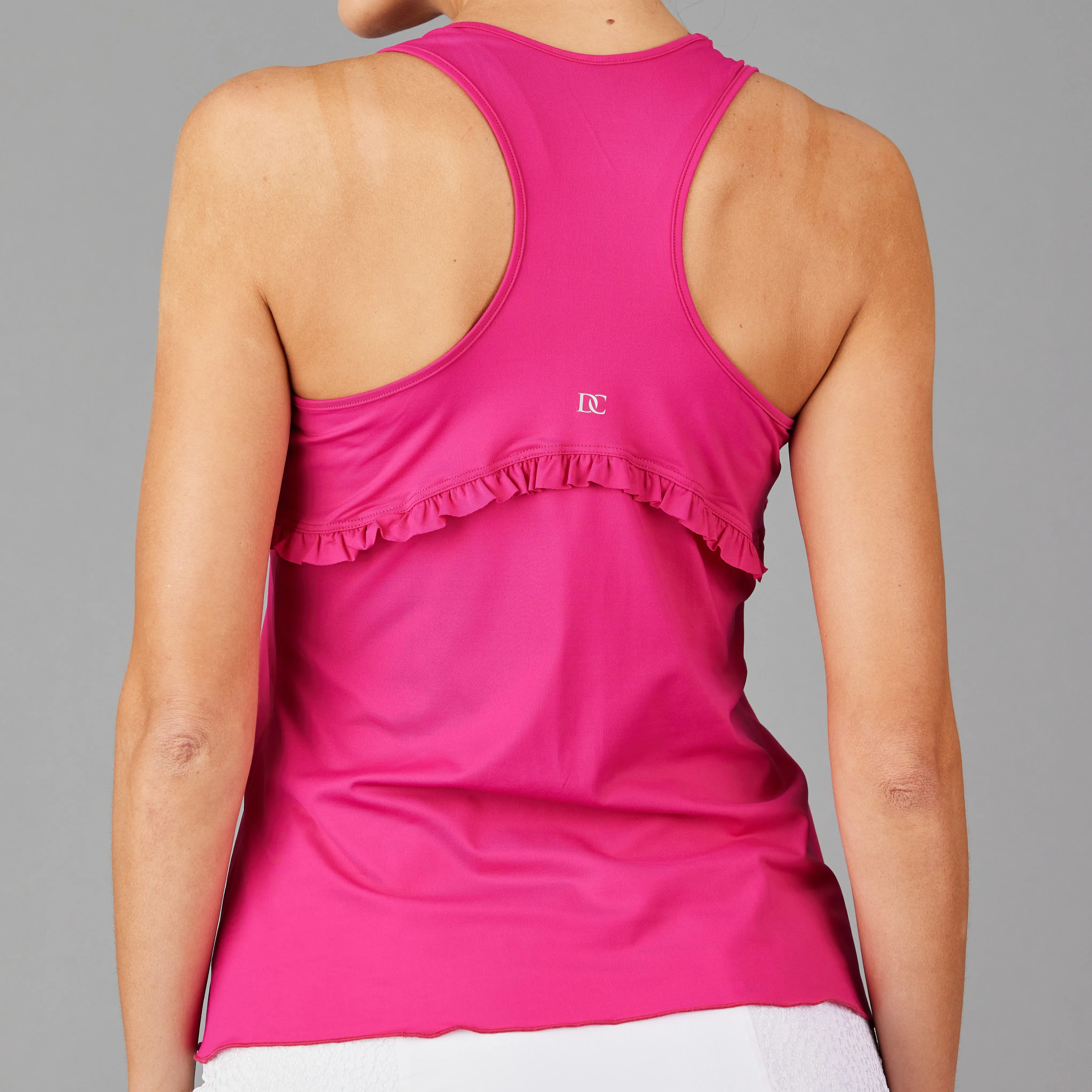 Boho Luxe Ruffle Racerback Top (fuchsia)