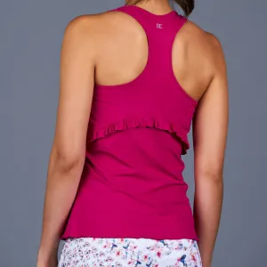 Boho Luxe Ruffle Racerback Top (fuchsia)