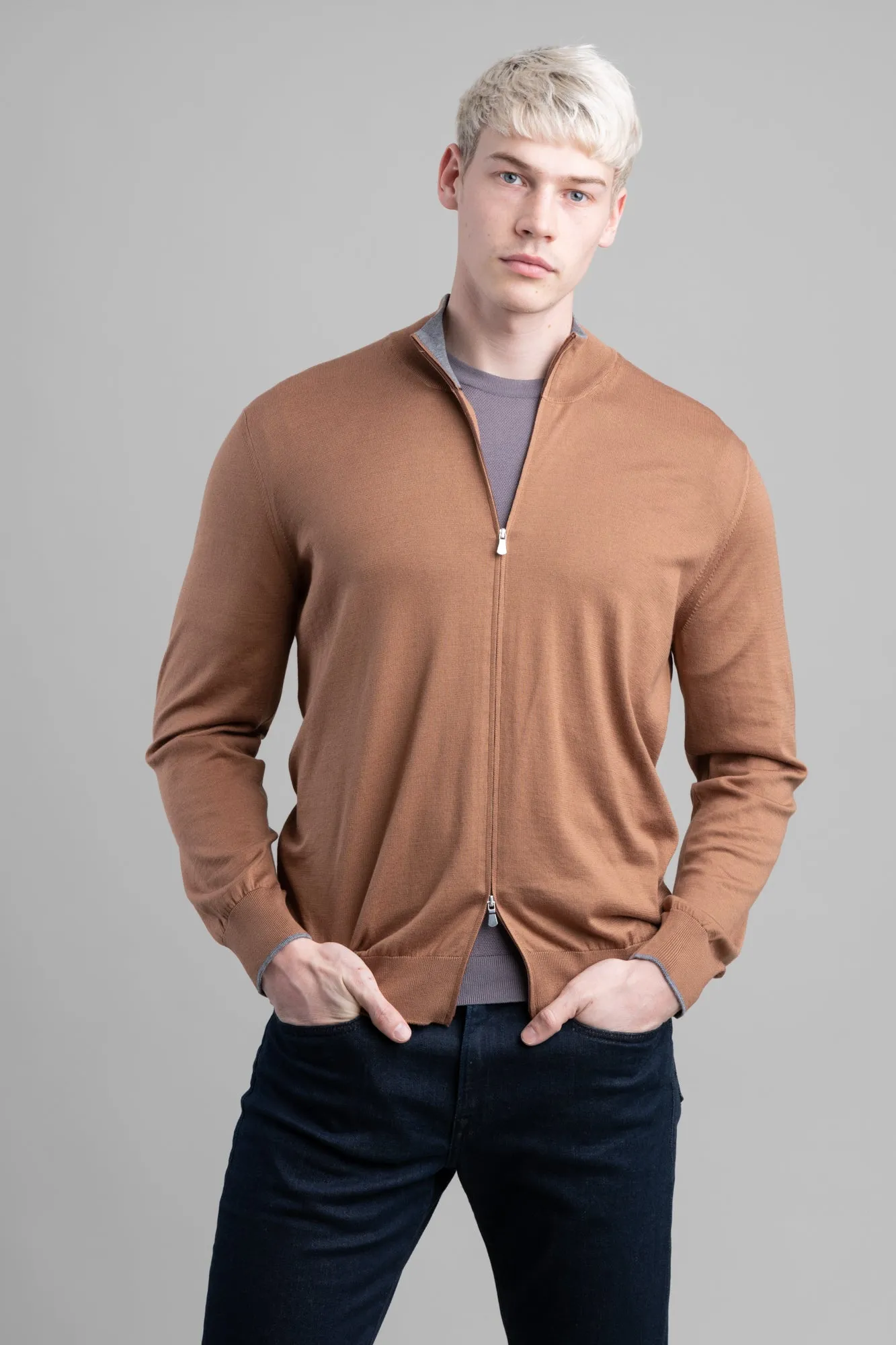 Brown Zip-Up Sweater