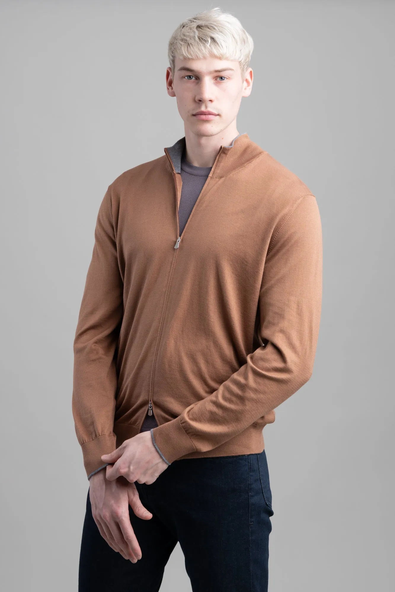 Brown Zip-Up Sweater