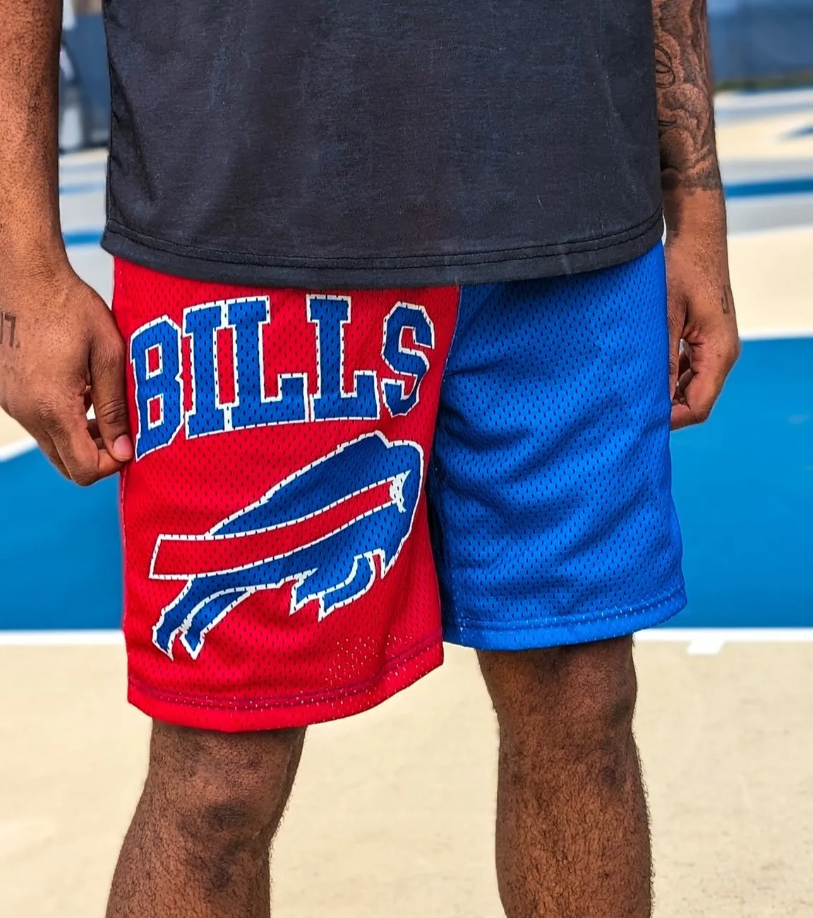 Buffalo Bills With Big Logo Split Color Mesh Shorts