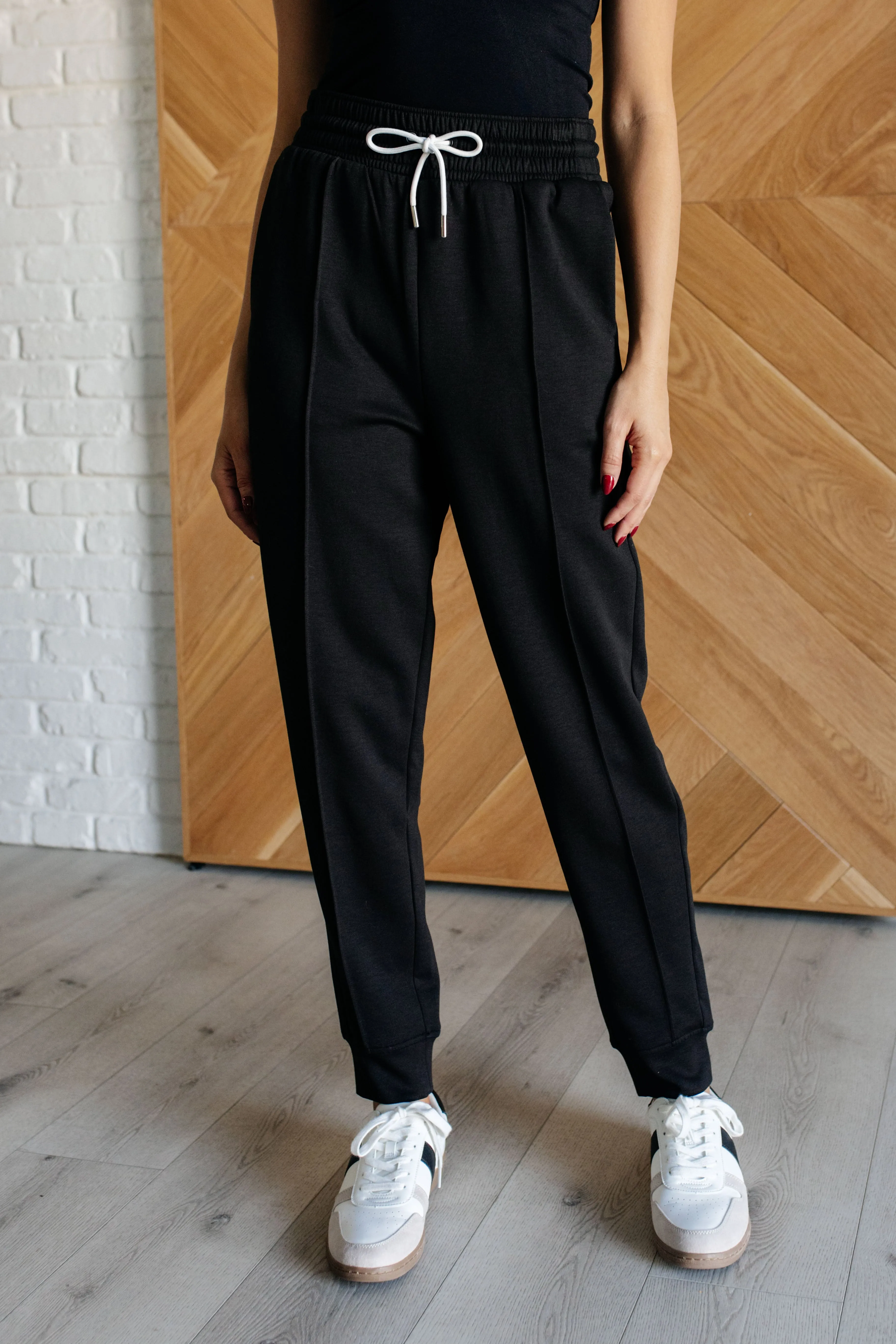 Center Seam Scuba Joggers in Black by Zenana