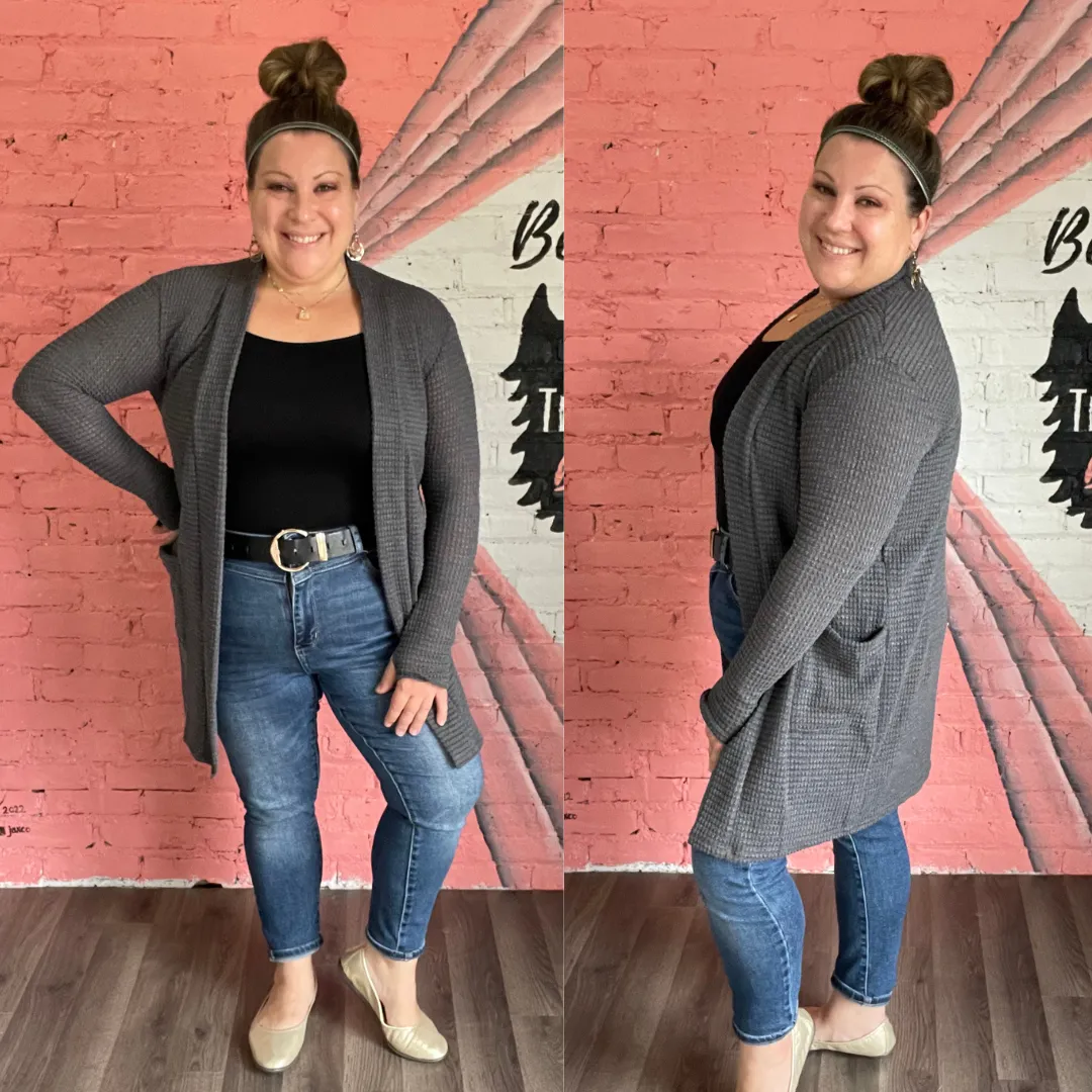 Charcoal Lola Cardigan with thumb-holes