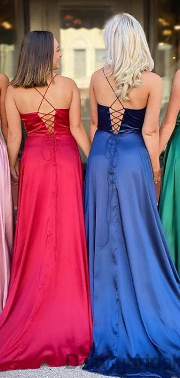 Charming A-line Side Slit Long Prom Dresses Evening Dresses.DB10307