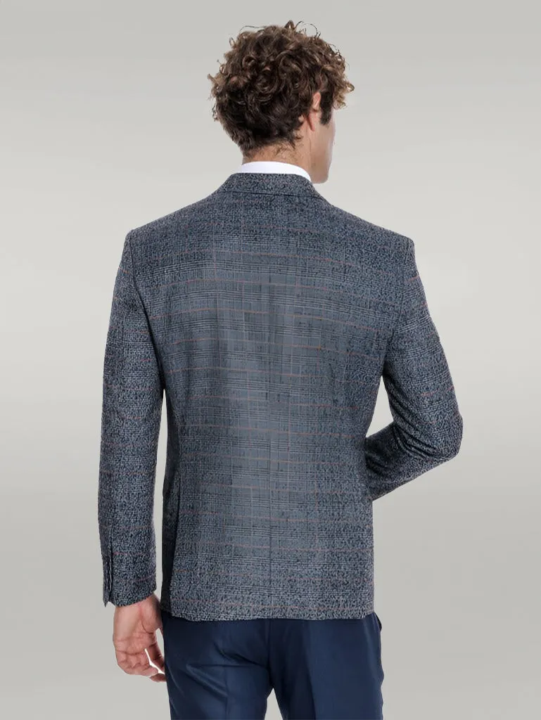 Checked Navy Blue Men Blazer - Wessi