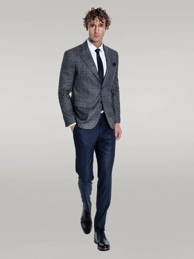 Checked Navy Blue Men Blazer - Wessi