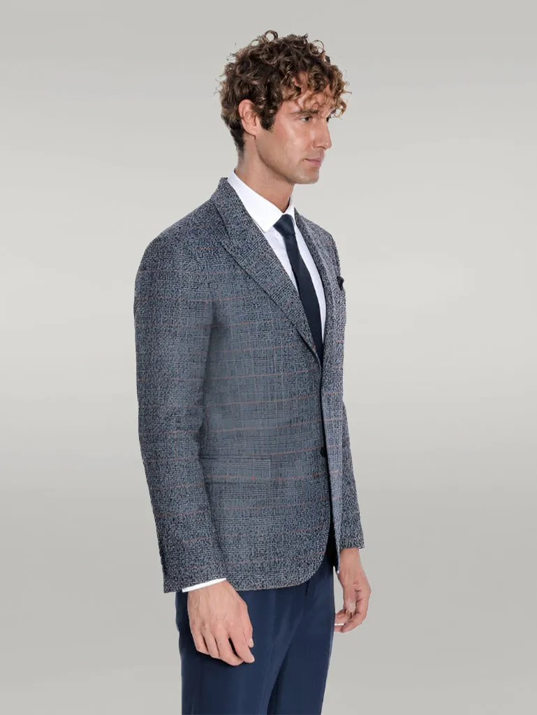 Checked Navy Blue Men Blazer - Wessi