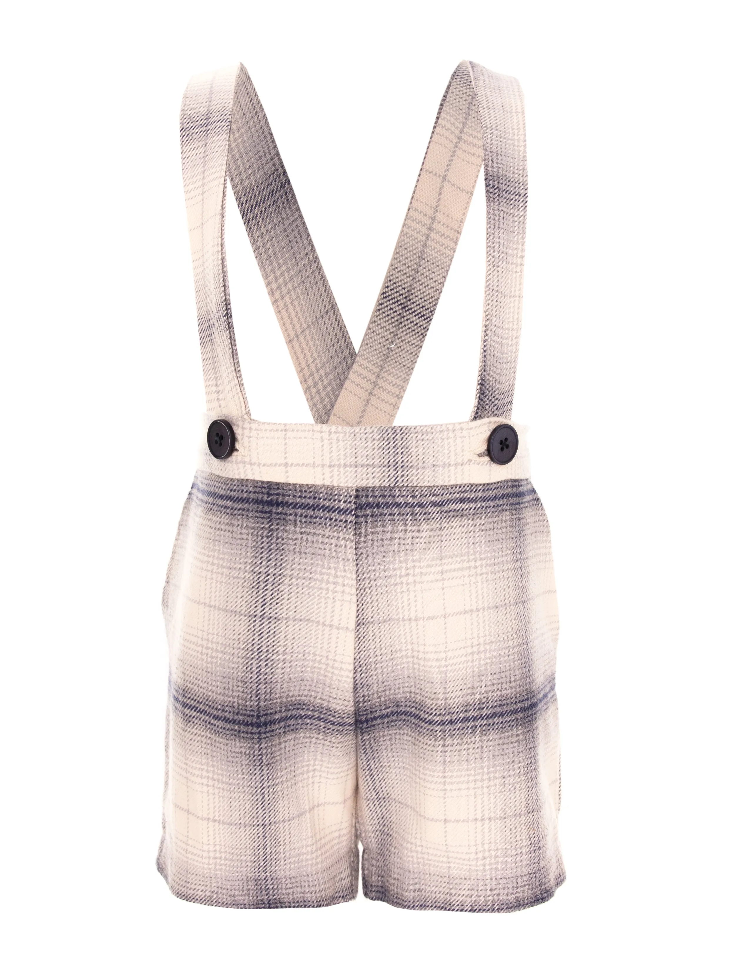 CLEMENT SHORT PANTS IN IVORY WITH BLUE PLAIDS