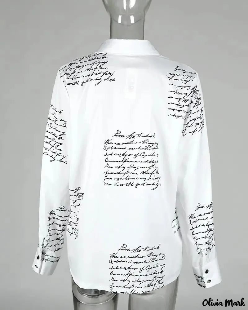 Deanwangkt - Casual Letter Print Long Sleeve Shirt