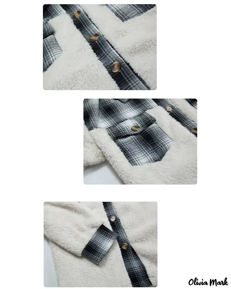 Deanwangkt - Fuzzy Color Block Plaid Button-Down Track Jacket