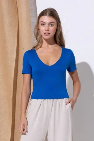 Double Layered Crop Top Electric Blue