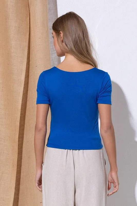 Double Layered Crop Top Electric Blue