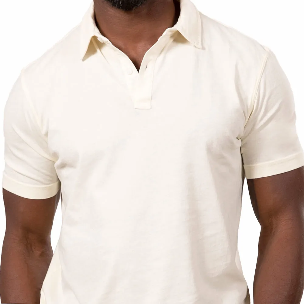 Eggshell Cream Cotton Jersey Polo