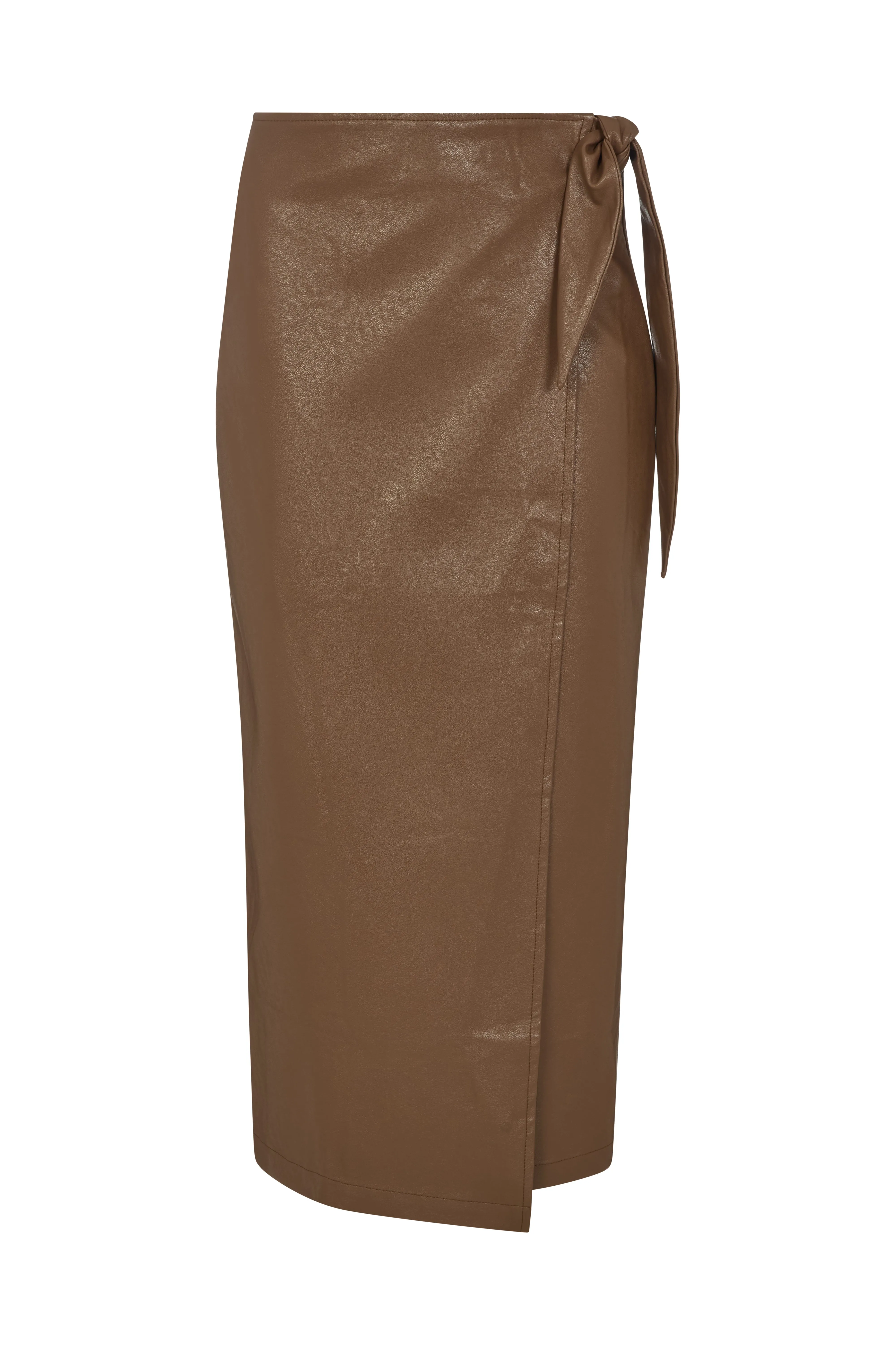 Emily Wrap Midi Skirt In Brown