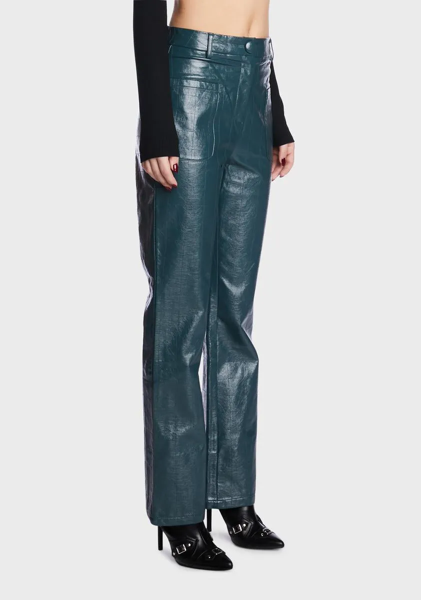 Frankey Check Stitch Faux Leather Trousers