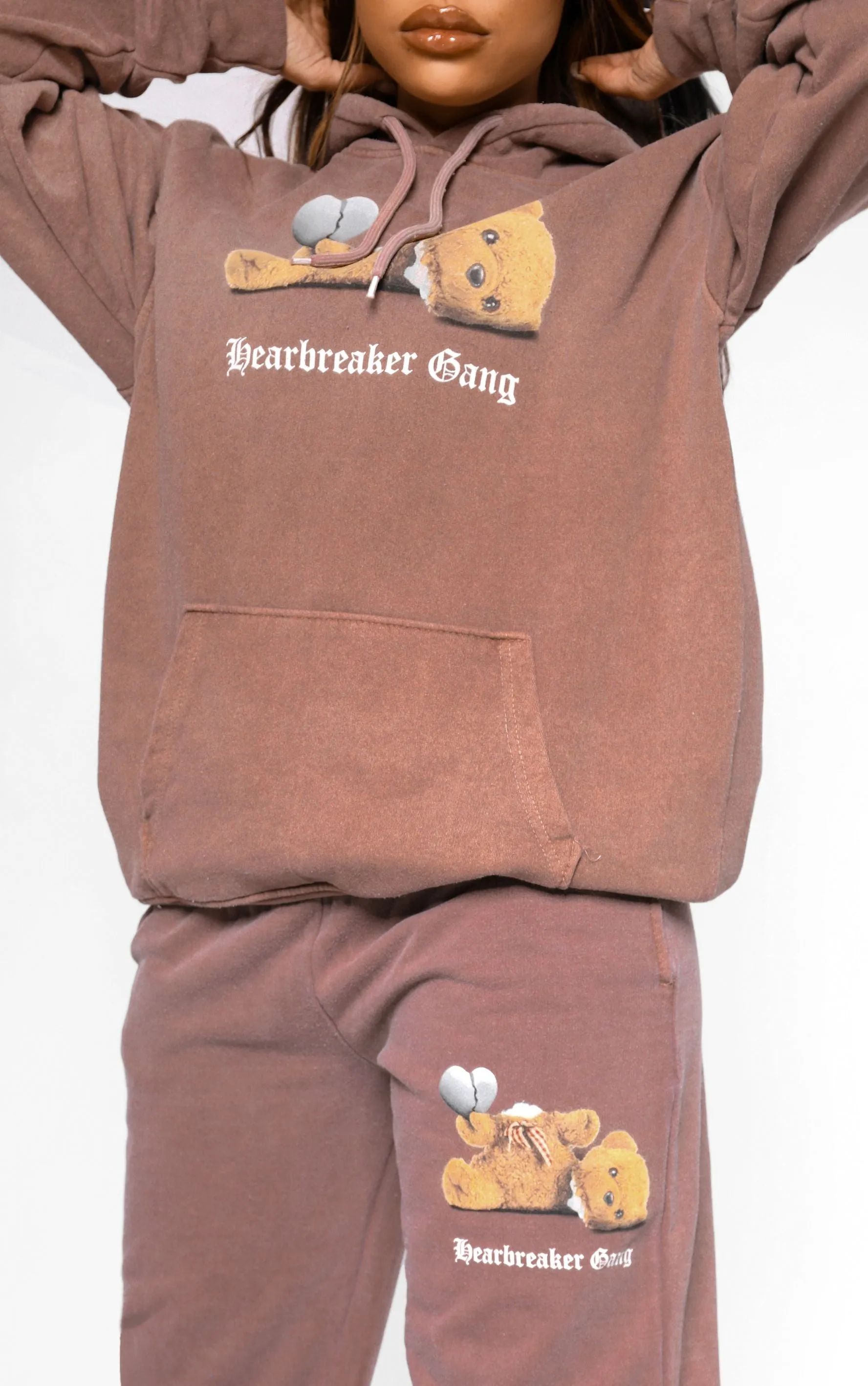 Heartbreaker Gang Teddy Bear Chocolate Cuffed Joggers