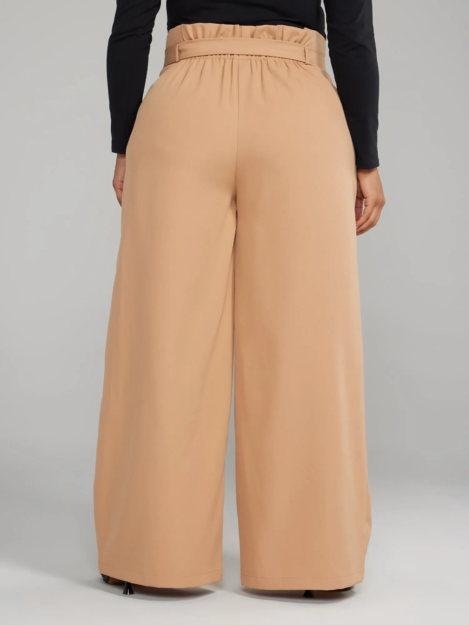 High Rise Wide Leg Paperbag Pants