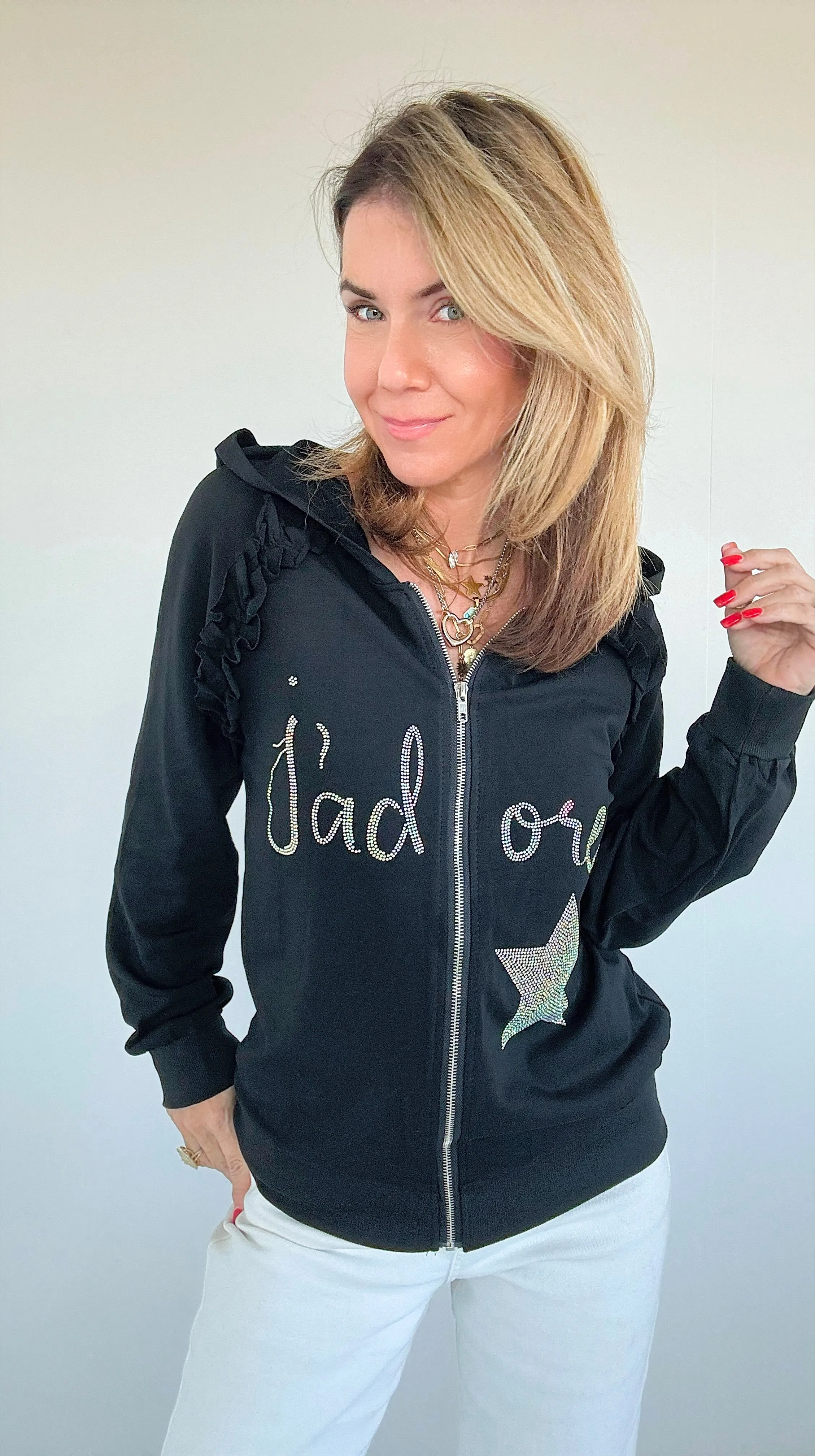 J'adore Star Zip-Up Hoodie