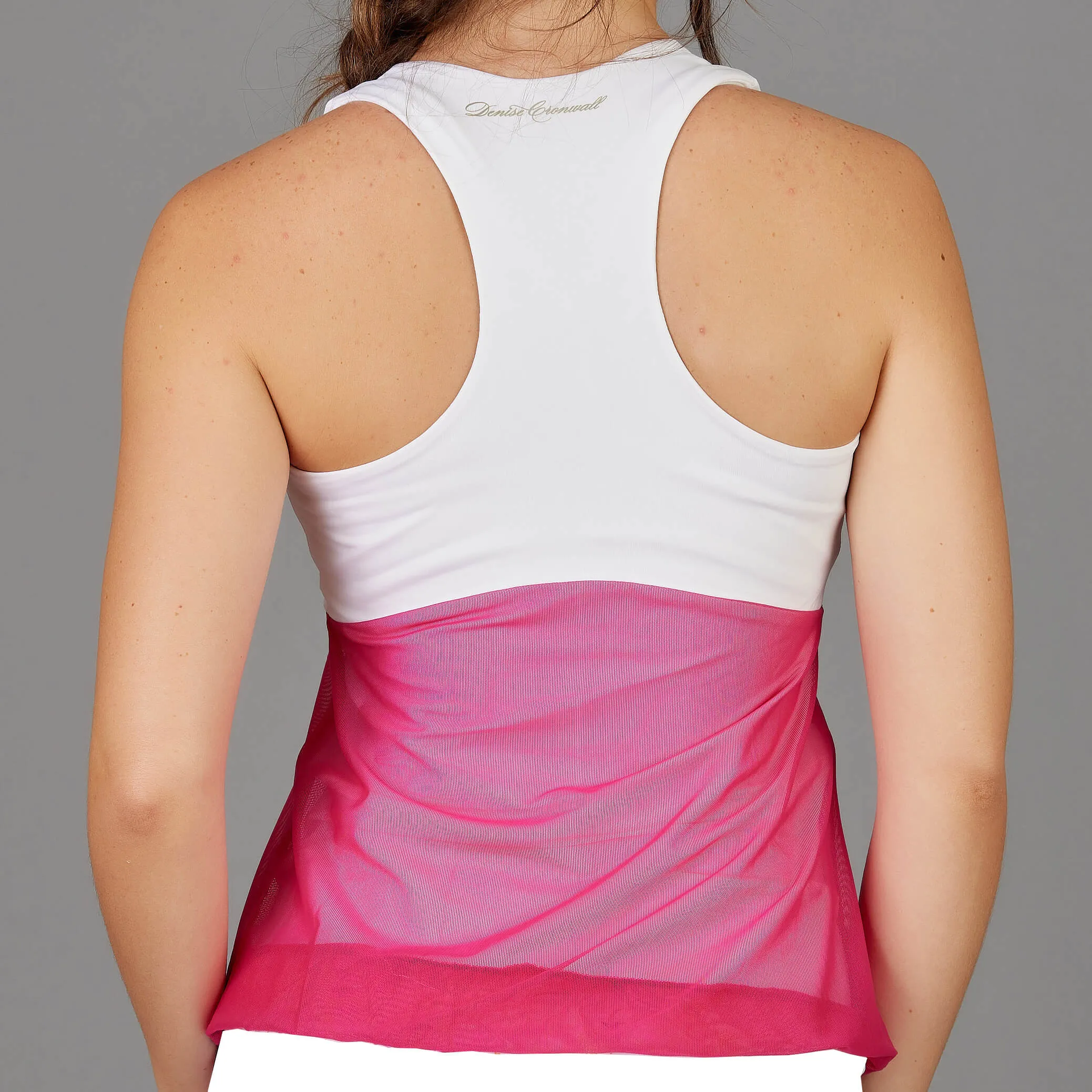 Leisurely Racer-back Top (white/fuchsia)