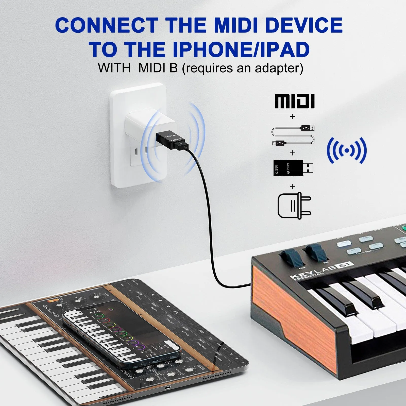 LEKATO Bluetooth Wireless MIDI Adapter