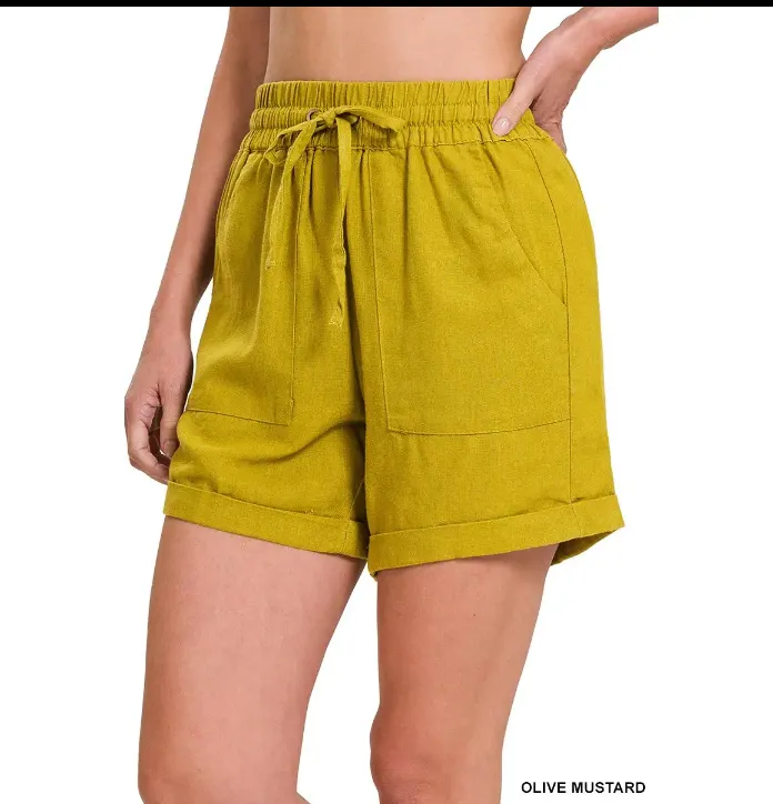 Linen Drawstring Waist Shorts