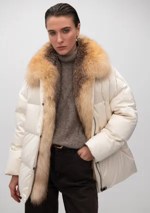 Macaire Genuine Silver Fox Fur Down Fill Coat