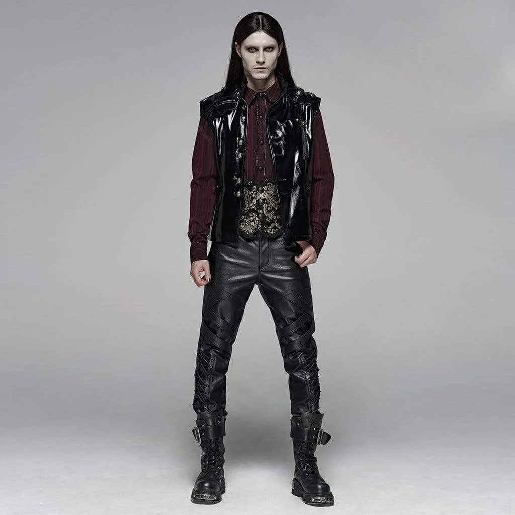 Men's Punk Lacing Faux Leather Pants