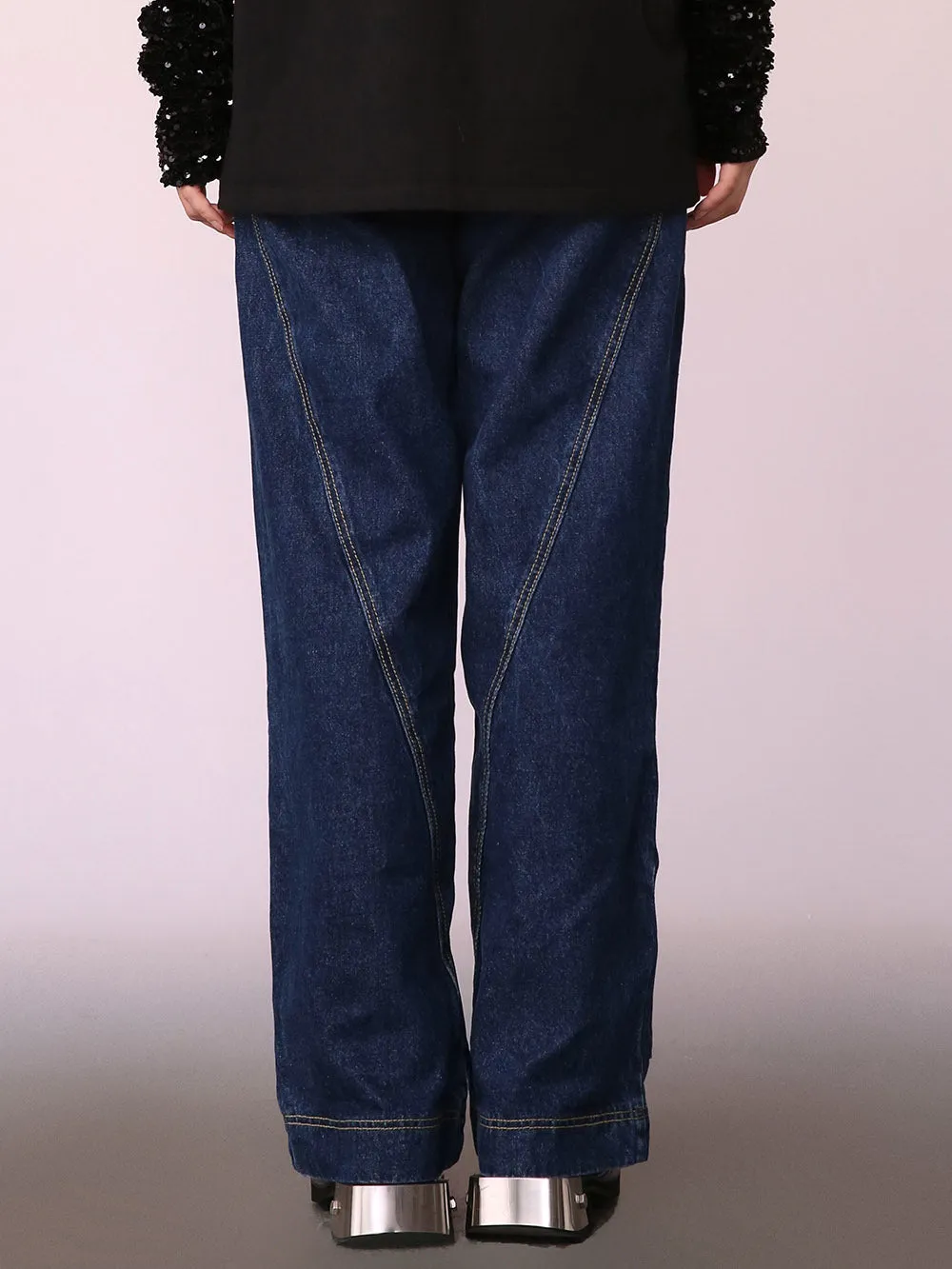 MUKZIN Dark Blue Denim Wide Leg Pants