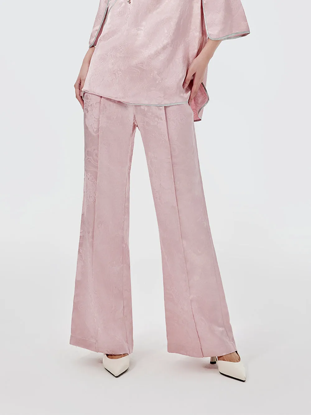 MUKZIN Jacquard High-waisted Wide-leg Pants