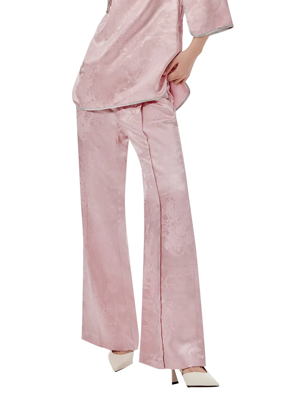 MUKZIN Jacquard High-waisted Wide-leg Pants