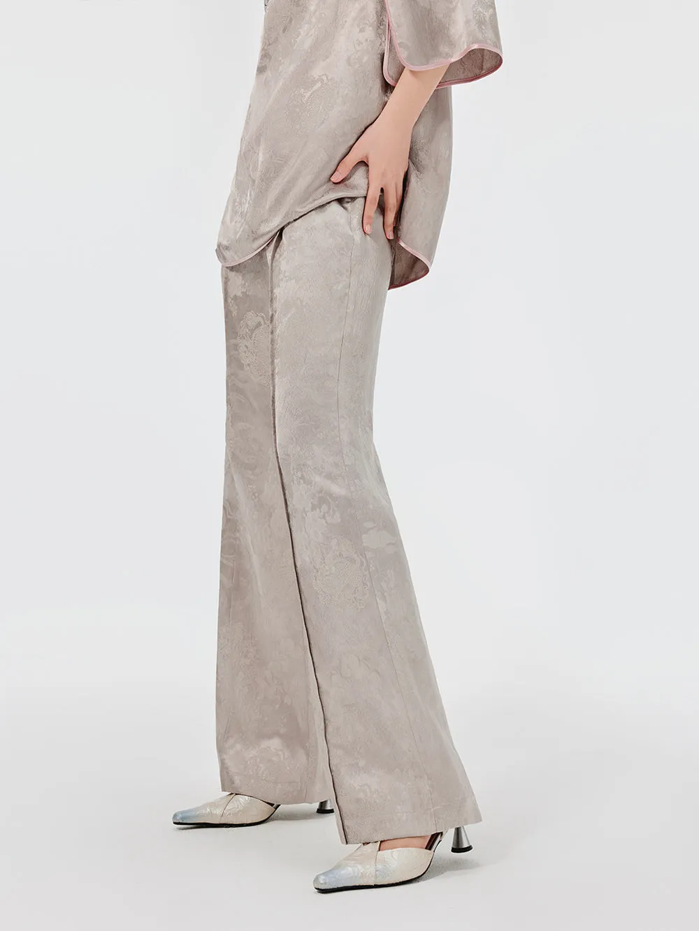 MUKZIN Jacquard High-waisted Wide-leg Pants