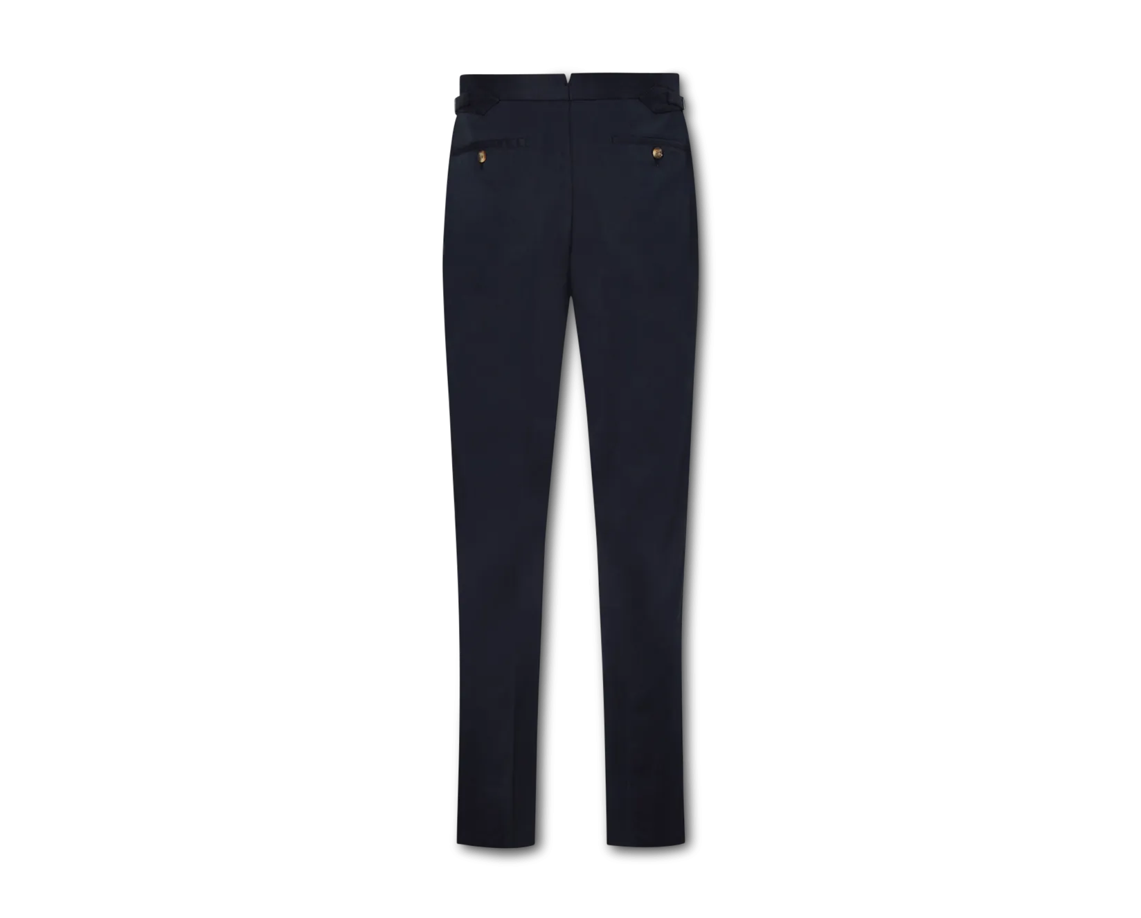 Navy Flat Front Cotton Chinos