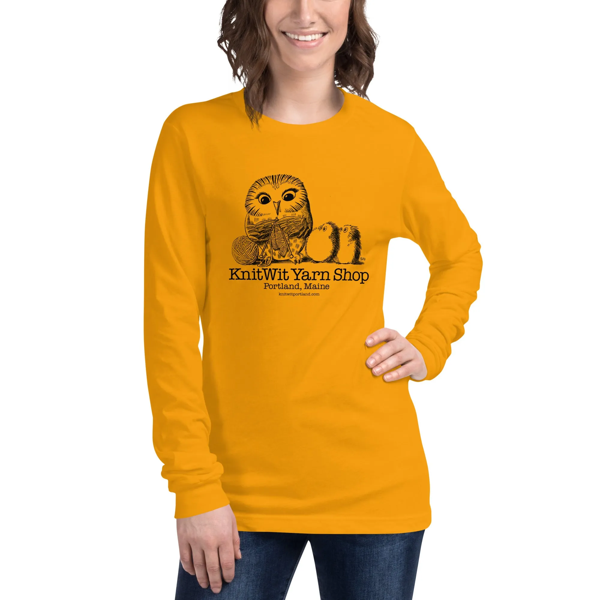 Owl Knitting Unisex Long Sleeve Tee