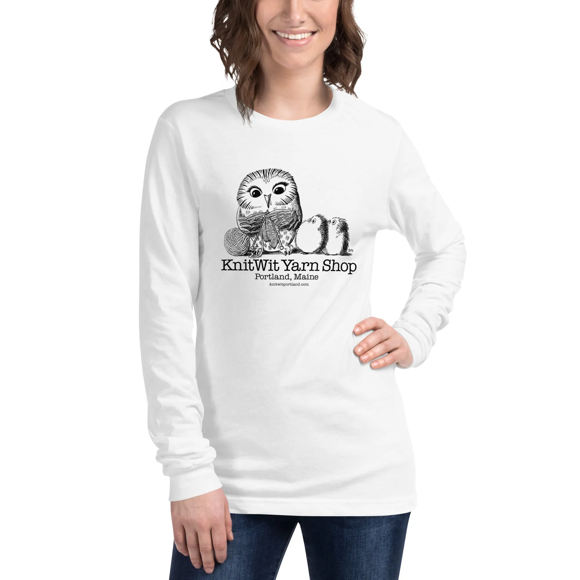 Owl Knitting Unisex Long Sleeve Tee