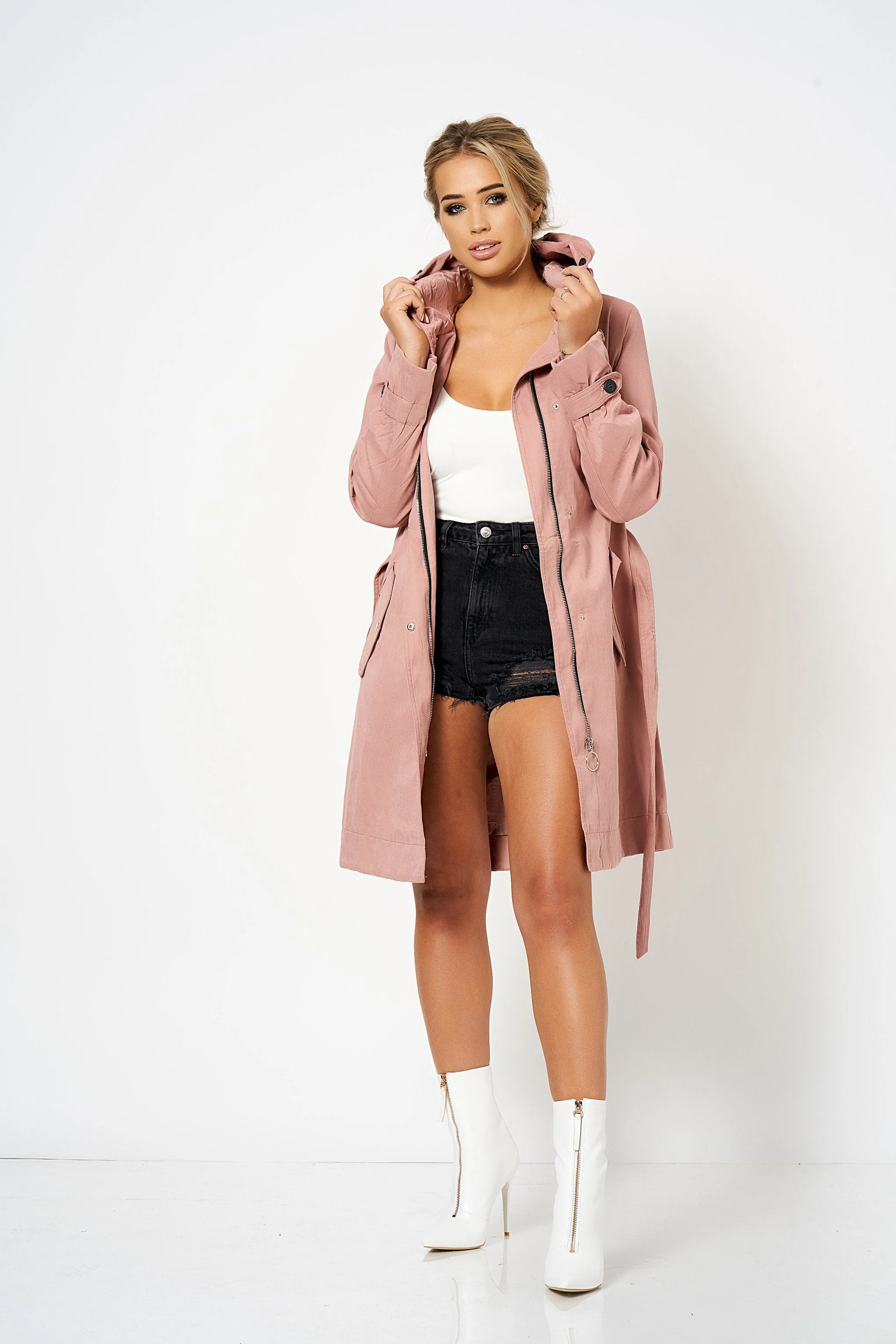 Pink Hooded Parker Jacket