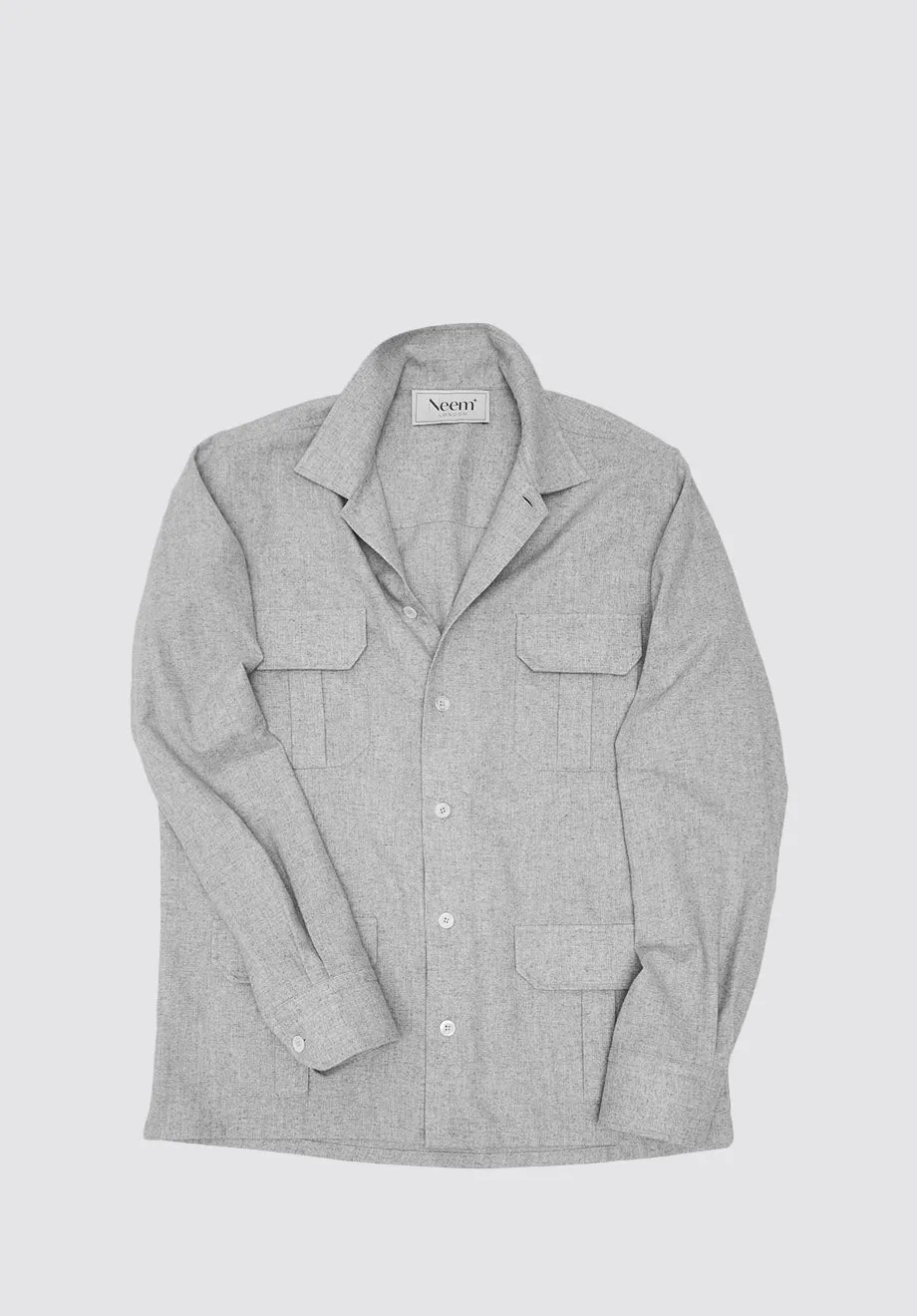 Recycled Italian | Light Grey Flannel Over-Shirt