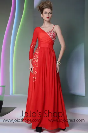 Red Asymetrical Formal Evening Dress DQ830980